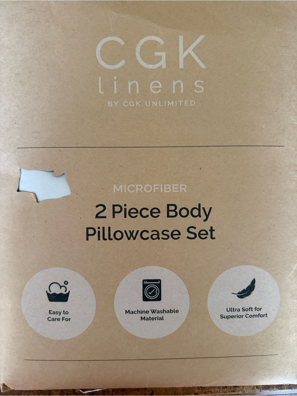 Microfiber 2-Piece Body Pillowcase Set - Wheat NWT